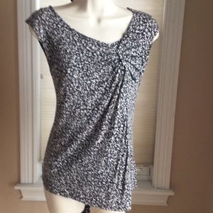 Loft Black and Gray asymmetrical neck top